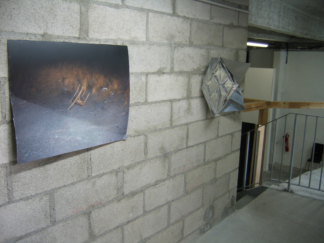 Installation view of sculptures by Oscar Tuazon