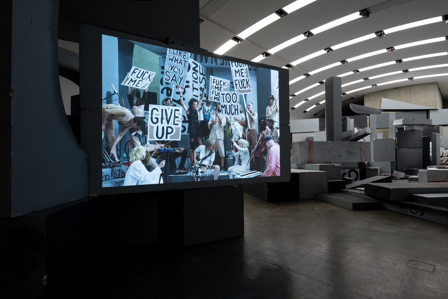 Installation view sculptures by Liam Gillick