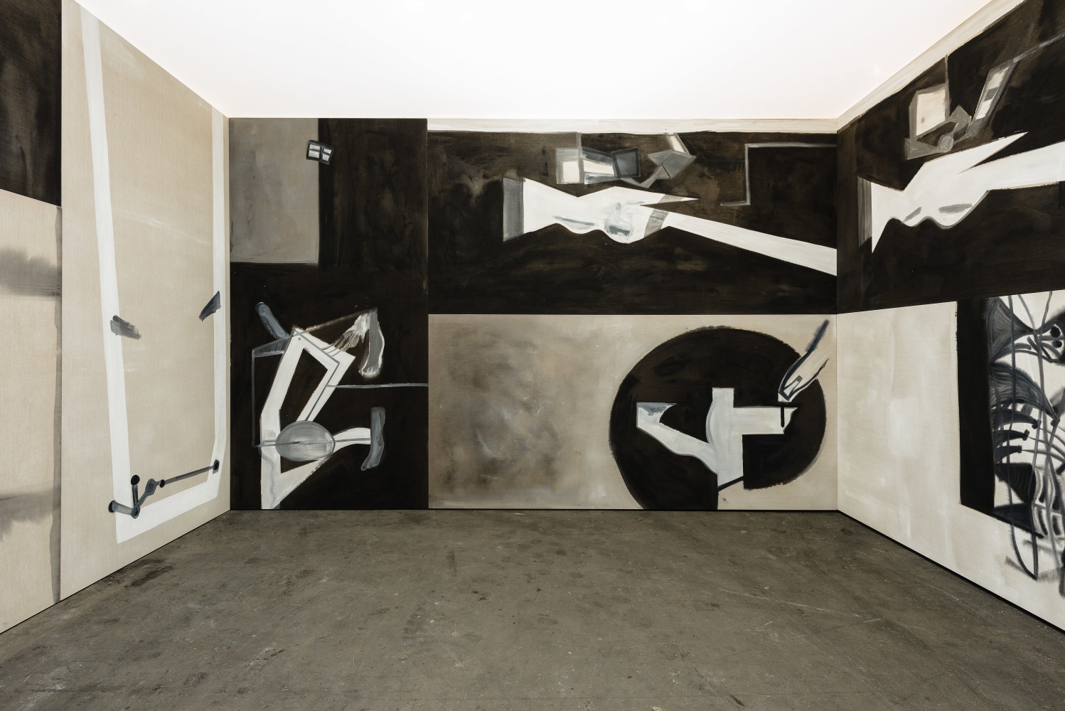 Installation view of paintings by Tobias Pils