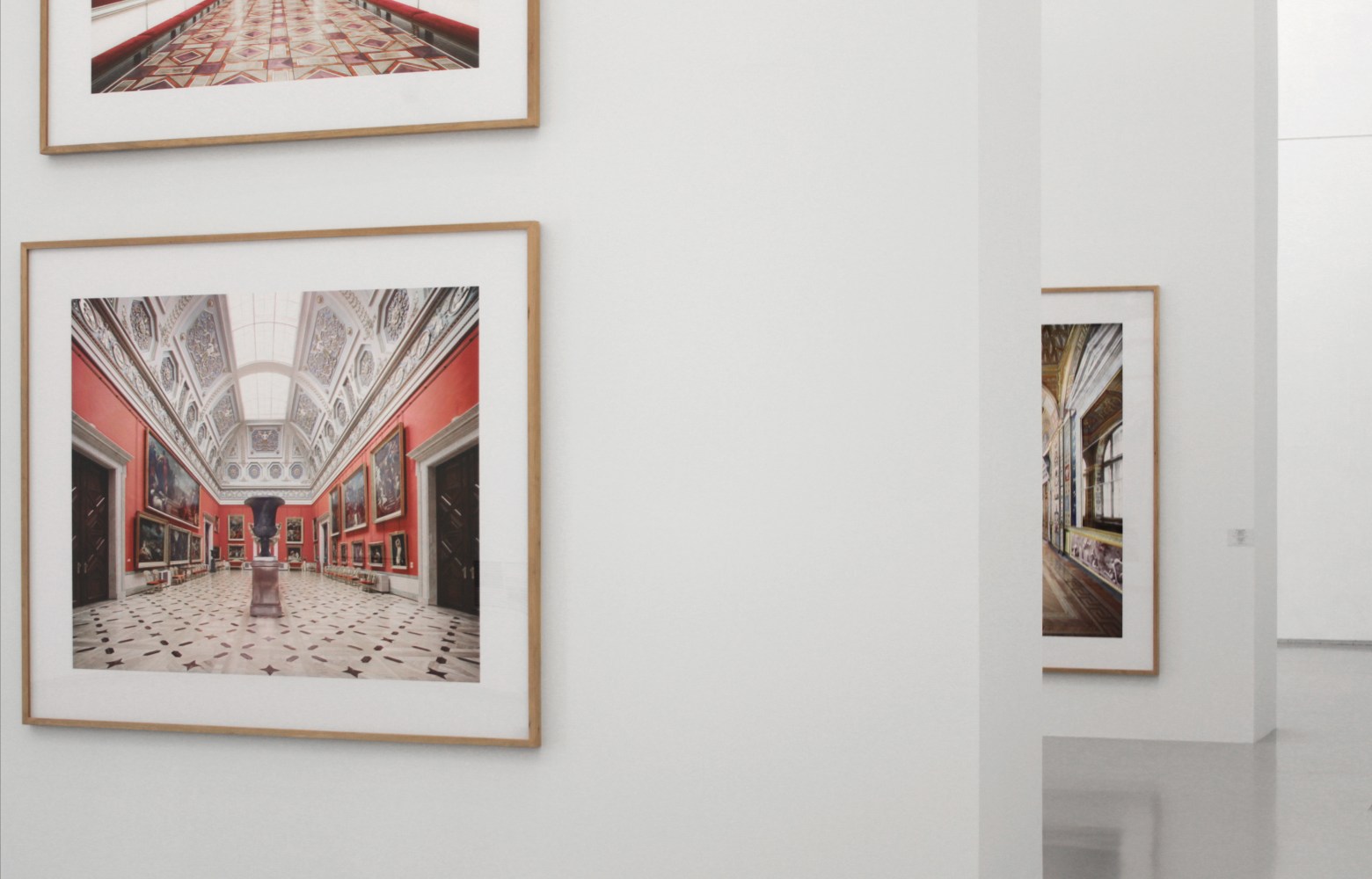 Installation view of photographs by Candida Höfer