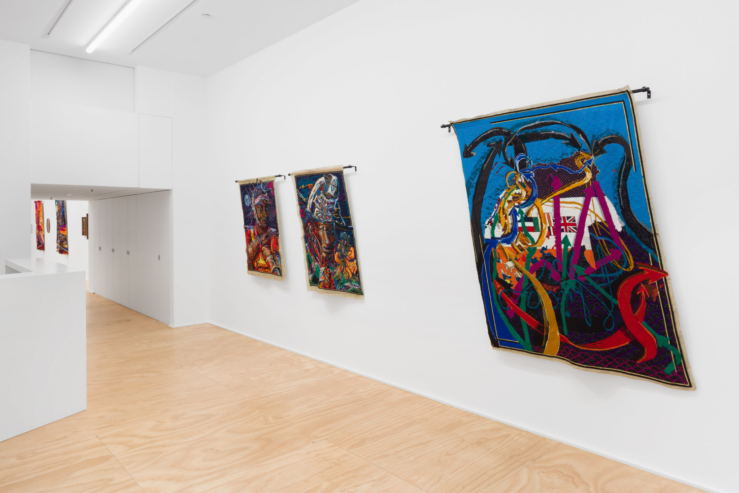 Installation view of textile works by Athi-Patra Ruga