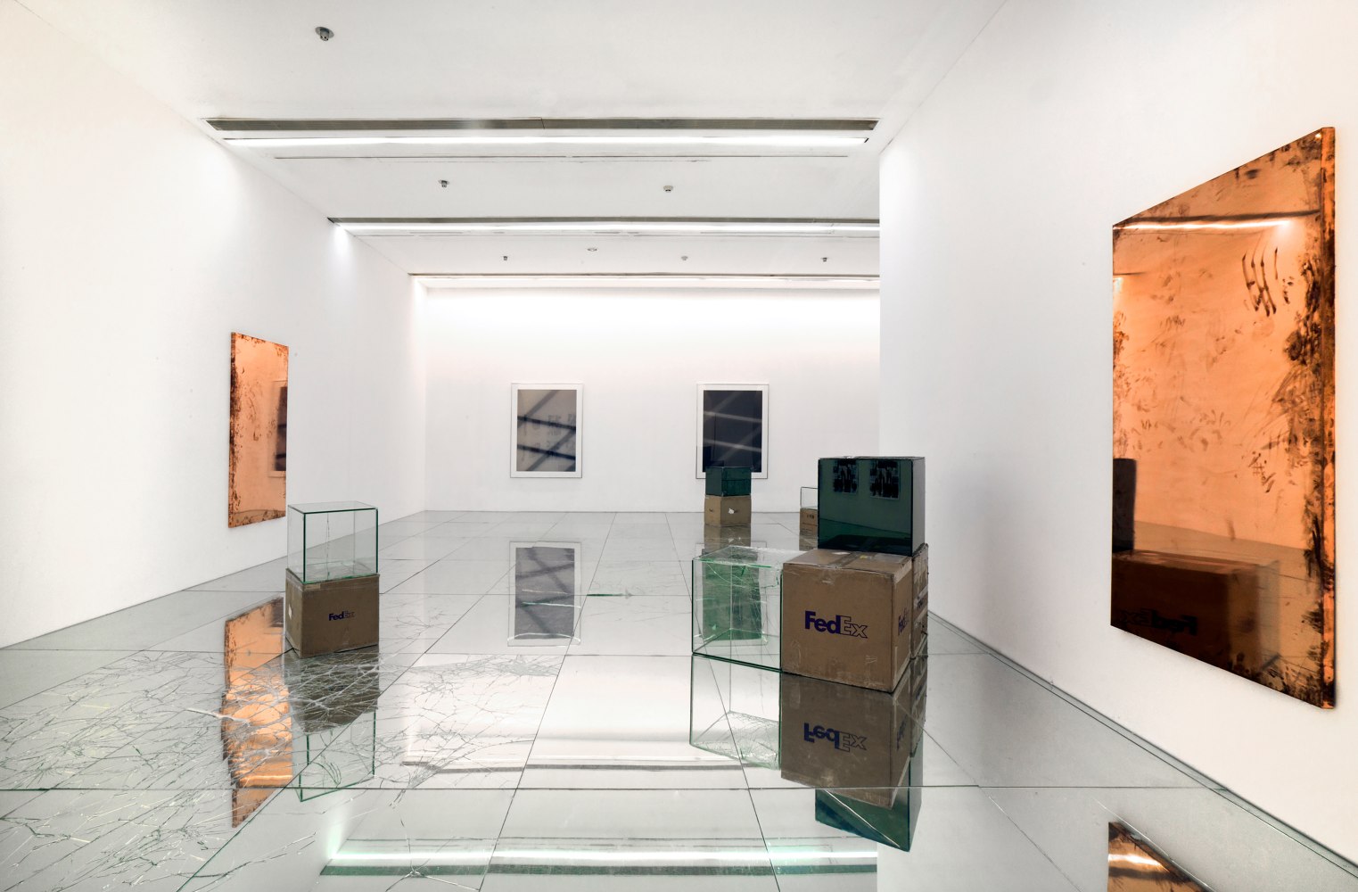 Installation view of works by Walead Beshty