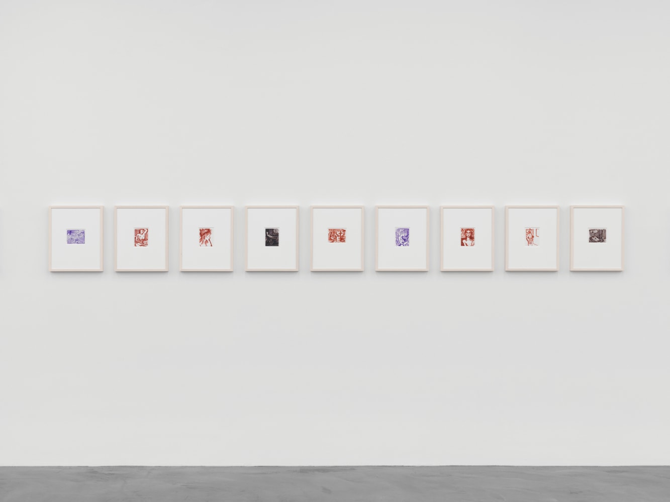 Installation view of Steven Shearer paintings, drawings, and printed works exhibition