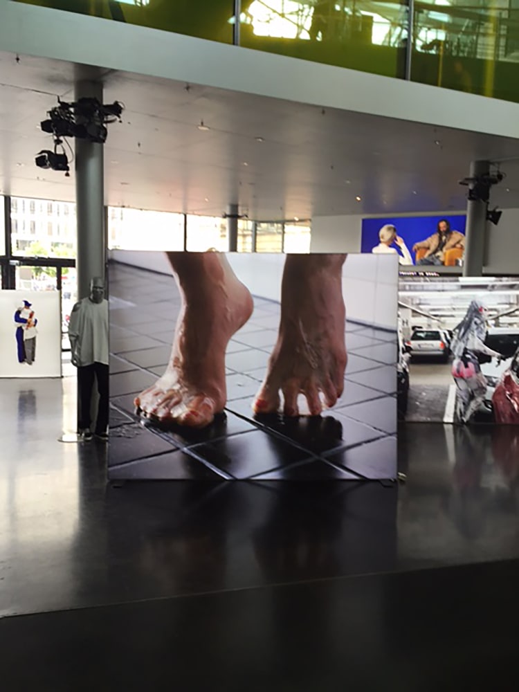 Installation view of video work by Torbjørn Rødland