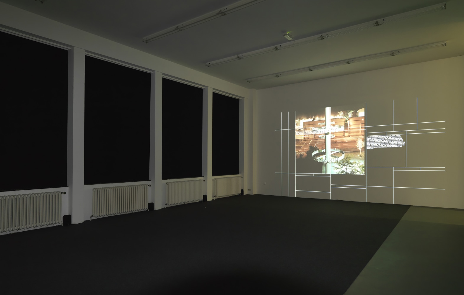 Installation view of sculptures by Liam Gillick