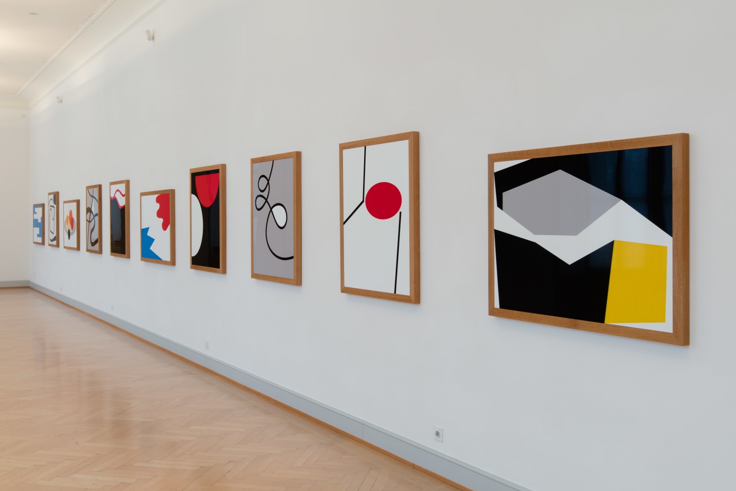 Installation view of wall works by Gerwald Rockenschaub