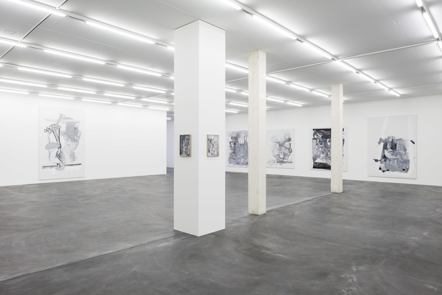 Installation view of Tobias Pils paintings and works on paper exhibition