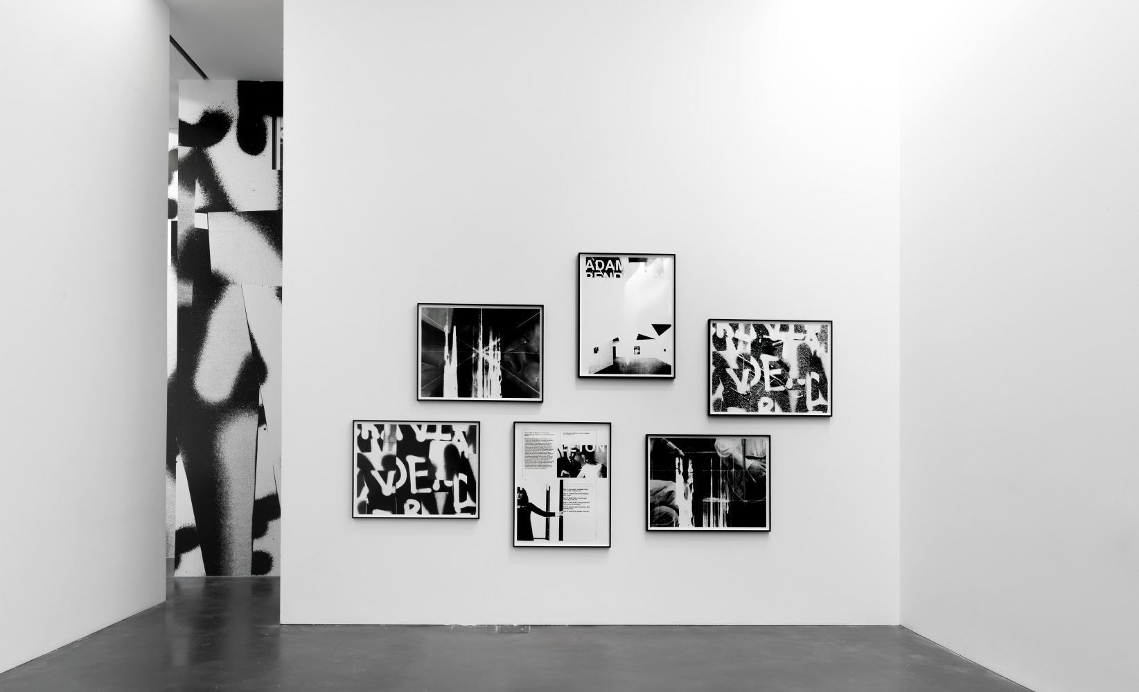 Installation view of paintings by Adam Pendleton