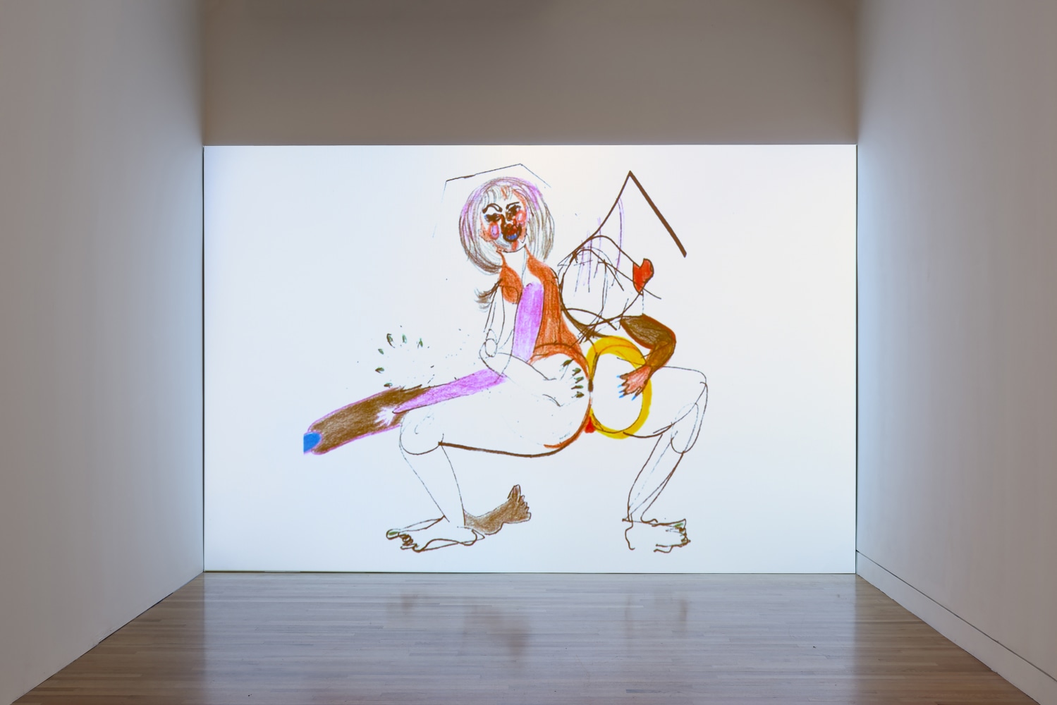 Installation view of video installation by Tschabalala Self