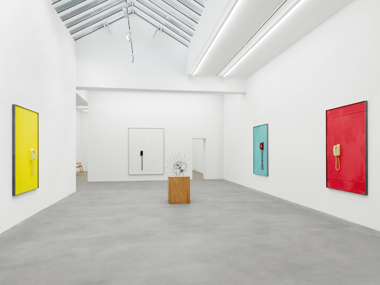 Installation view of Martin Boyce sculpture and drawing exhibition