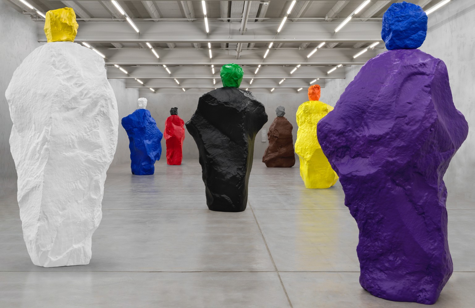 Installation view of sculptures by Ugo Rondinone
