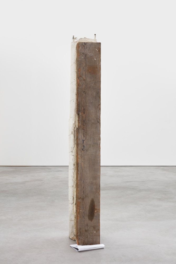 Indoor view of sculpture by Oscar Tuazon &amp; Ariana Reines