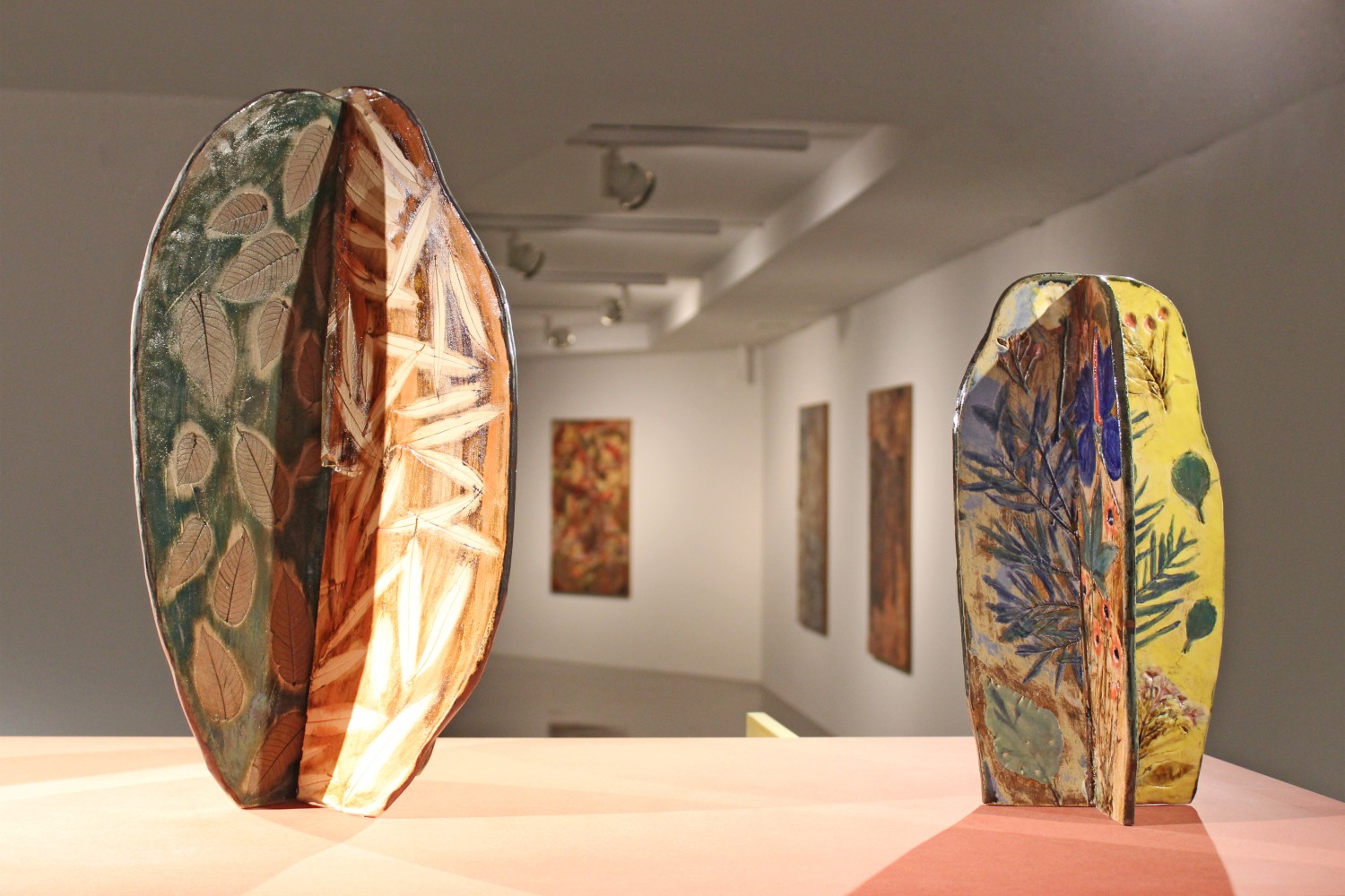Installation view of sculptures by Sam Falls