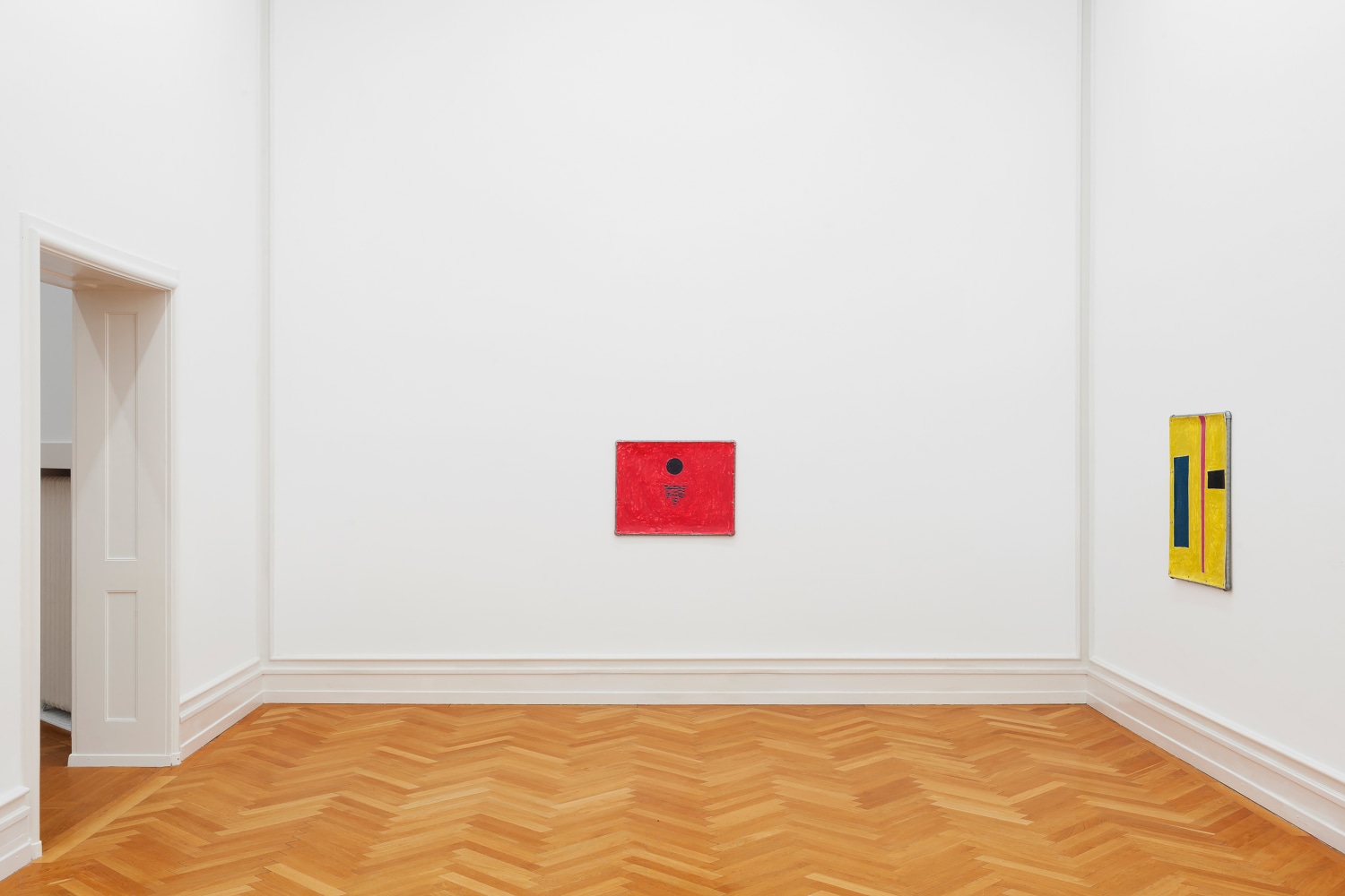 Installation views of paintings by Valentin Carron