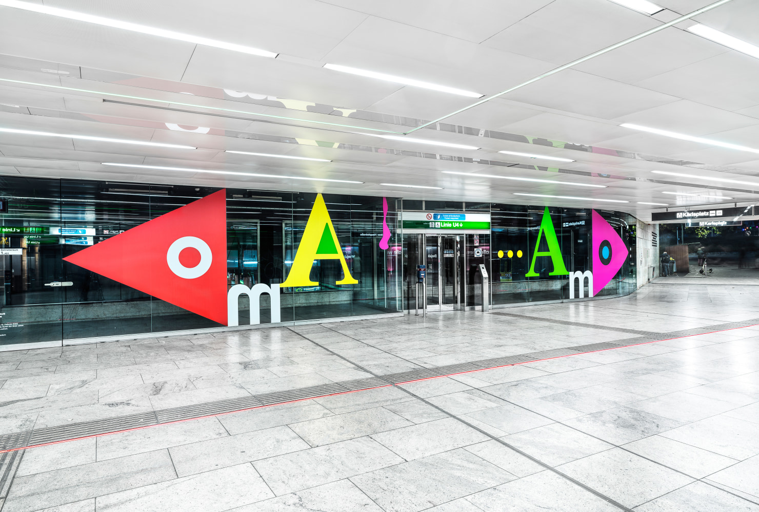 Installation view of wall works by Gerwald Rockenschaub