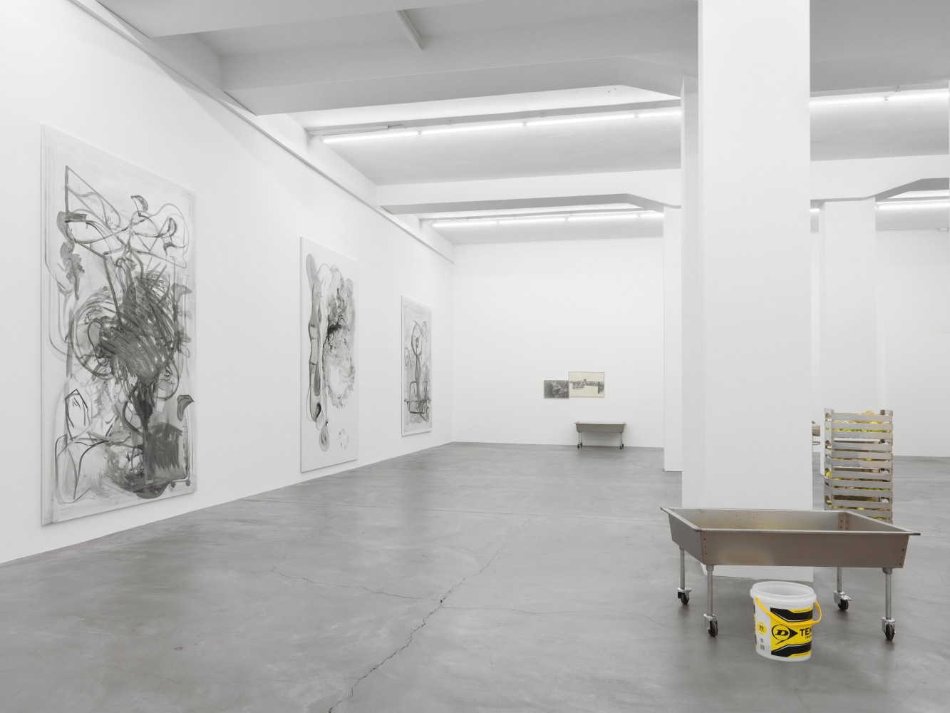 Installation view of paintings and sculptures group exhibition