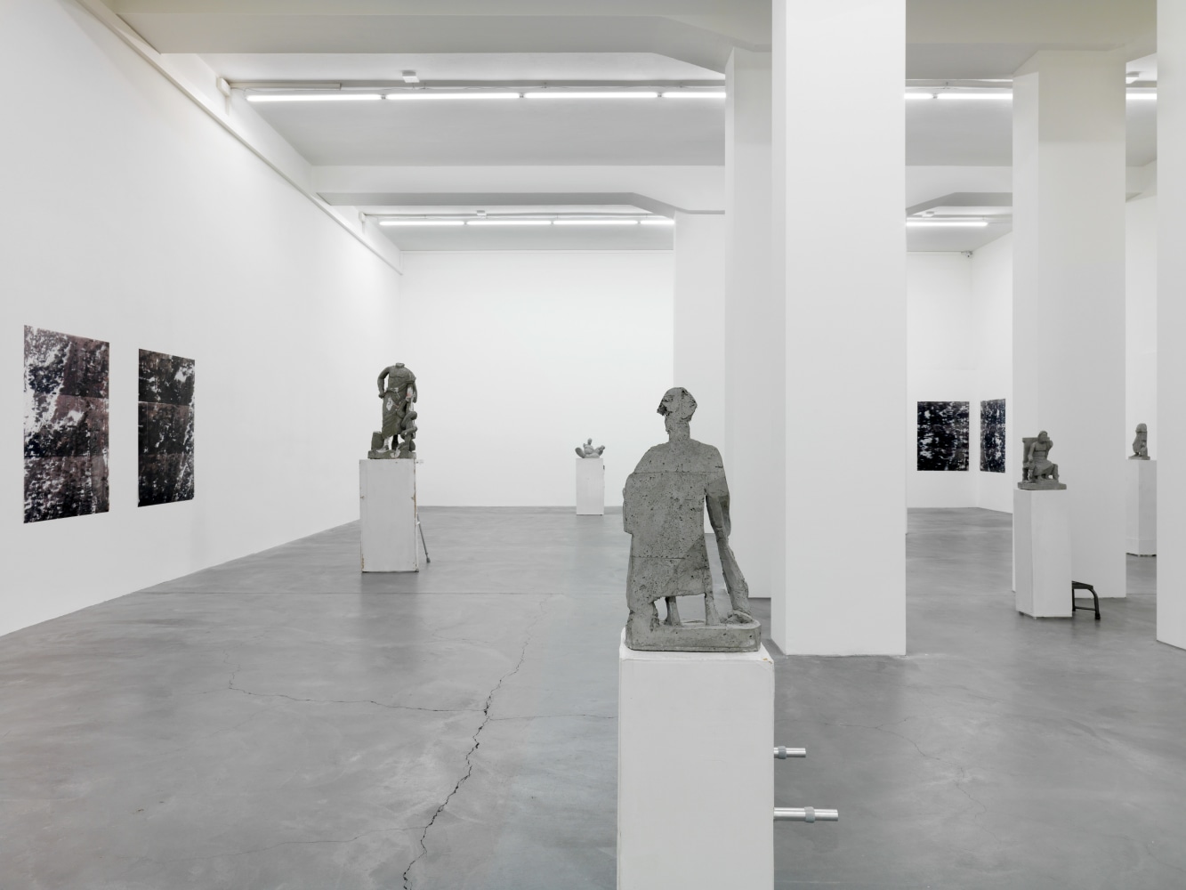 Installation view of Justin Matherly sculpture and monoprint exhibition