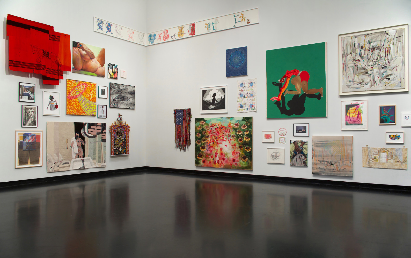 Installation view of painting by Tschabalala Self