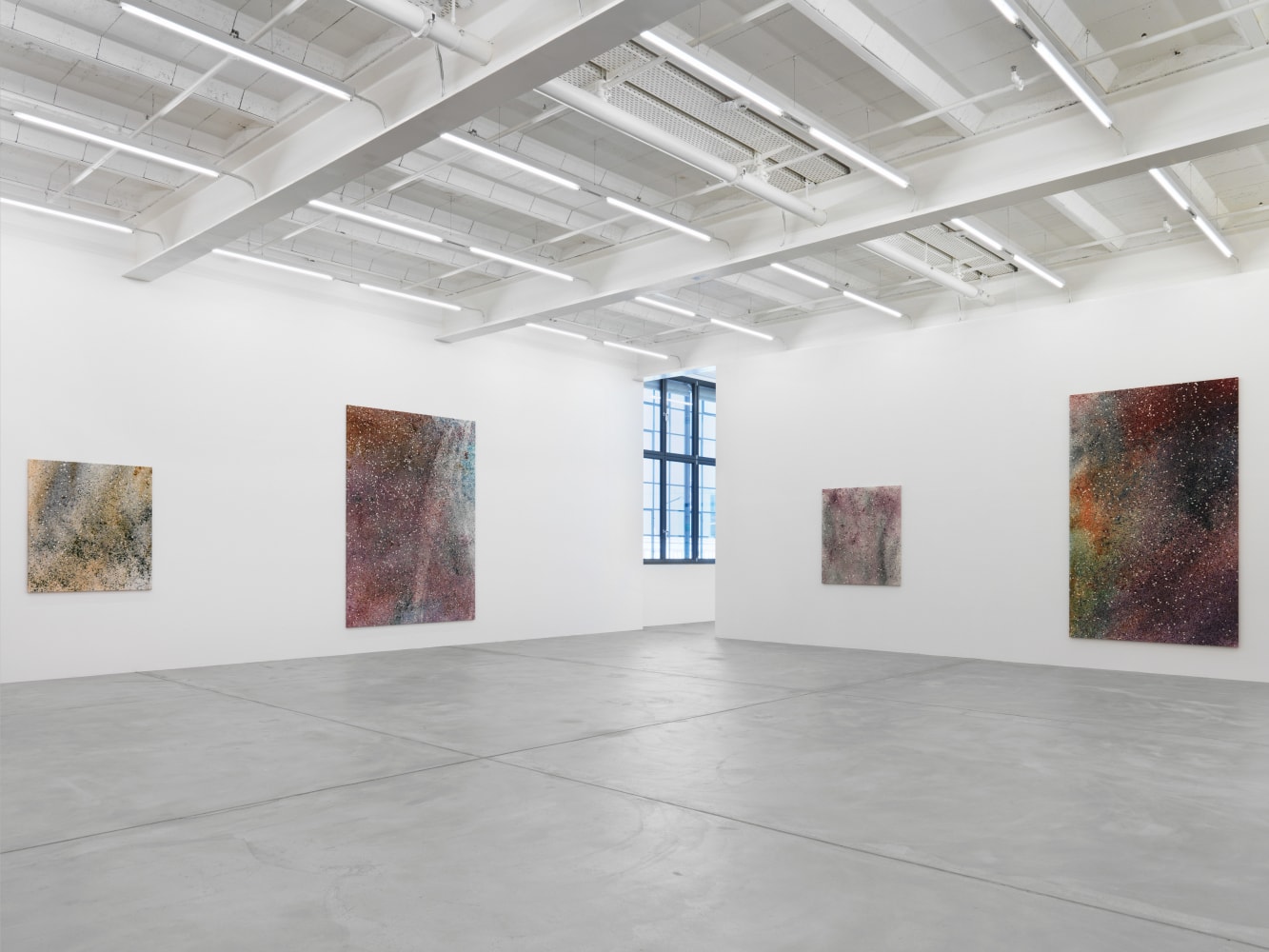 Installation view of Sam Falls paintings exhibition