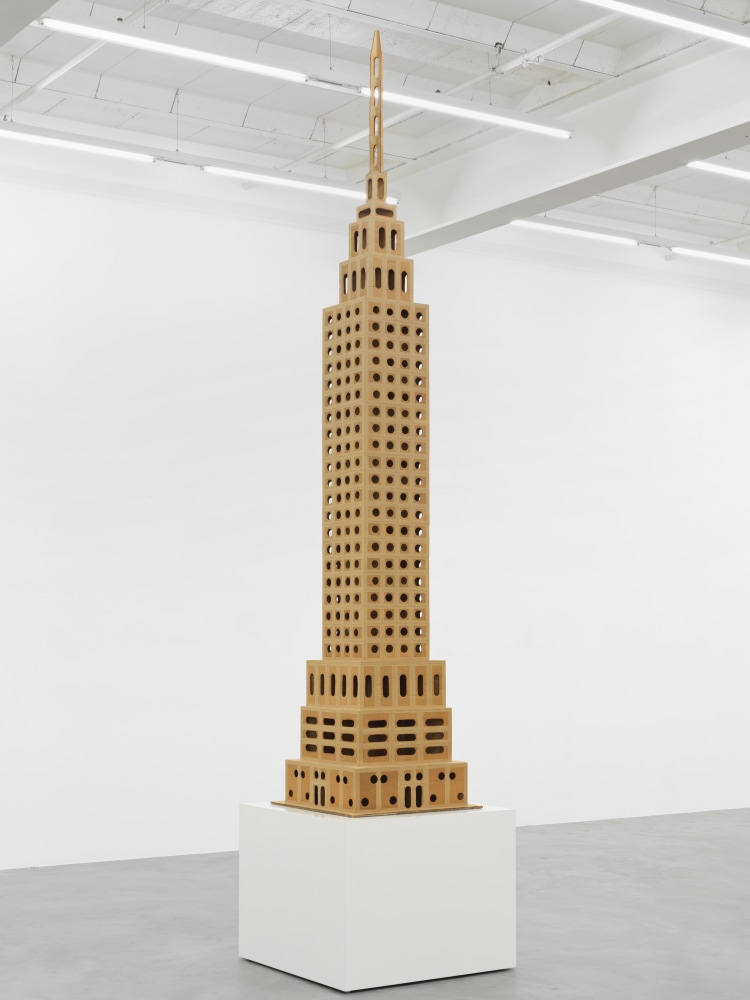 Installation view of cardboard sculptures by Jean-Frédéric Schnyder