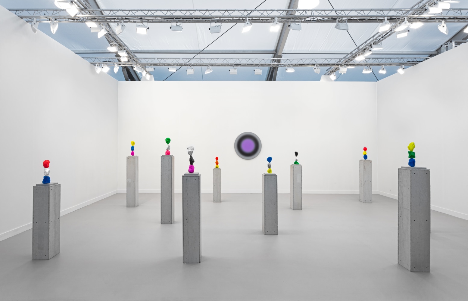 Installation view of sculptures by Ugo Rondinone
