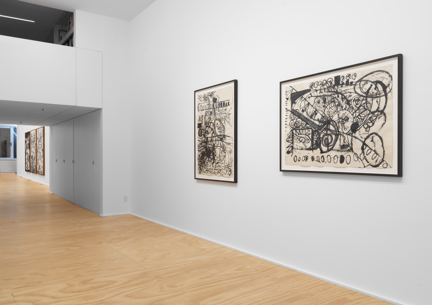 Installation view of Tobias Pils paintings and ink works on paper exhibition