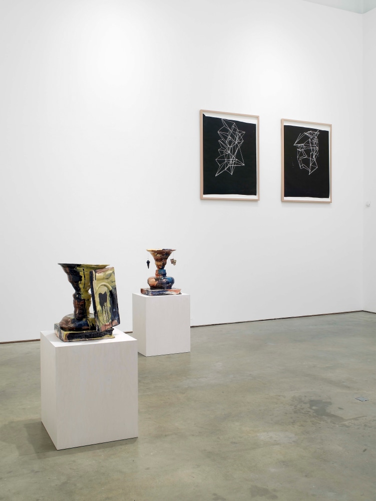 Installation view of sculptures by Andrew Lord