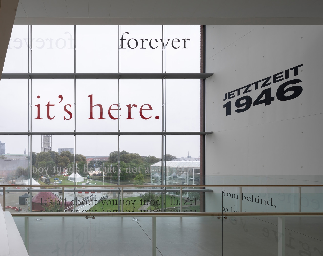 Installation view of wall quotes by Douglas Gordon