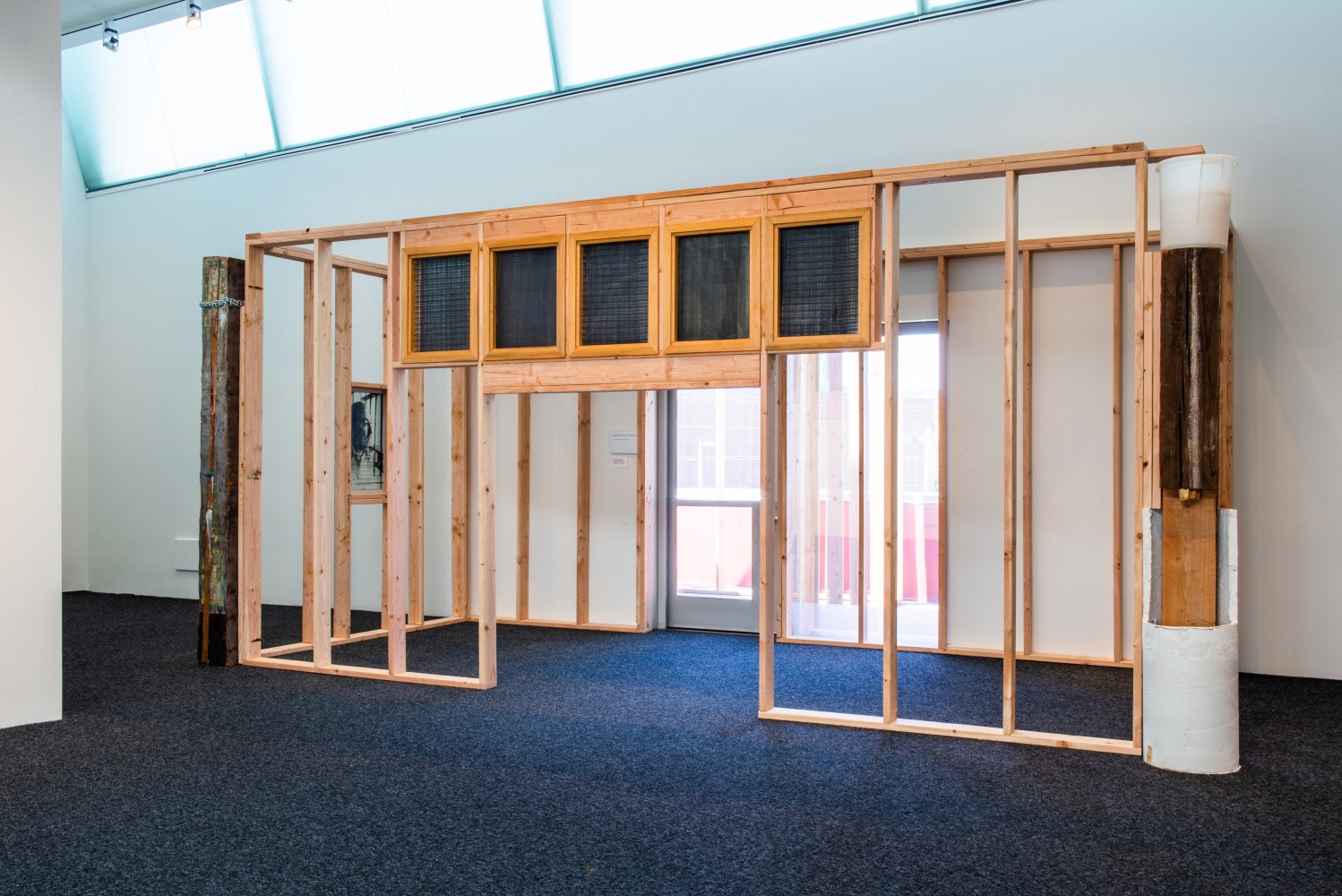 Installation view of sculpture by Oscar Tuazon