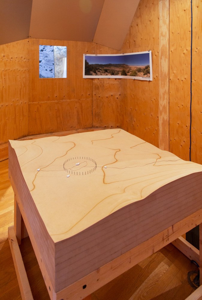 Installation view of living art installation by Oscar Tuazon