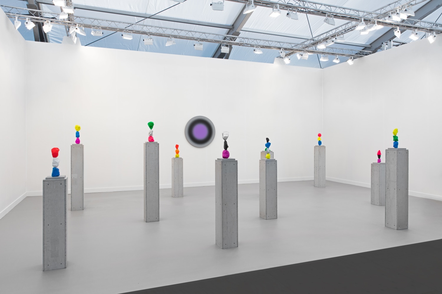 Installation view of sculptures by Ugo Rondinone