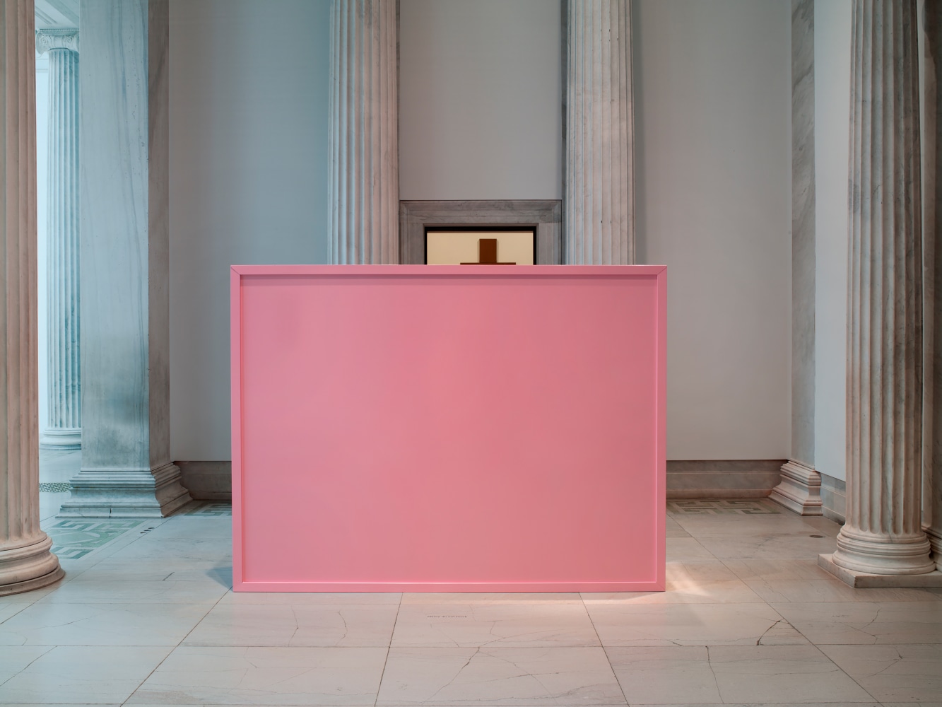 Installation view of paintings and sculptures by Joe Bradley