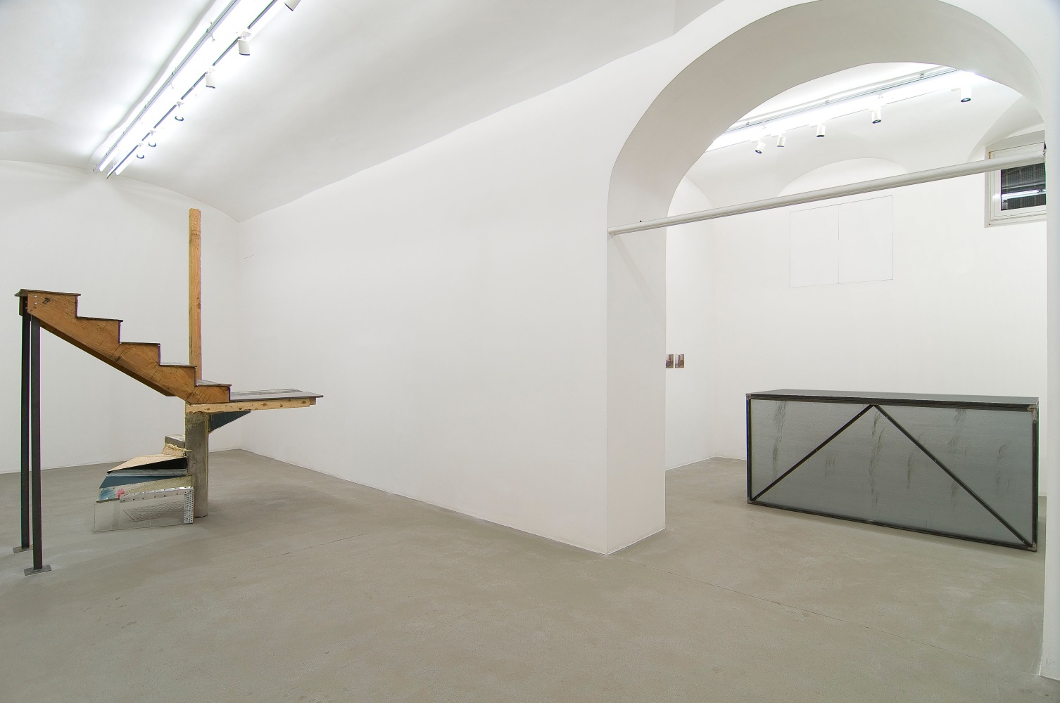 Installation view of works by Oscar Tuazon