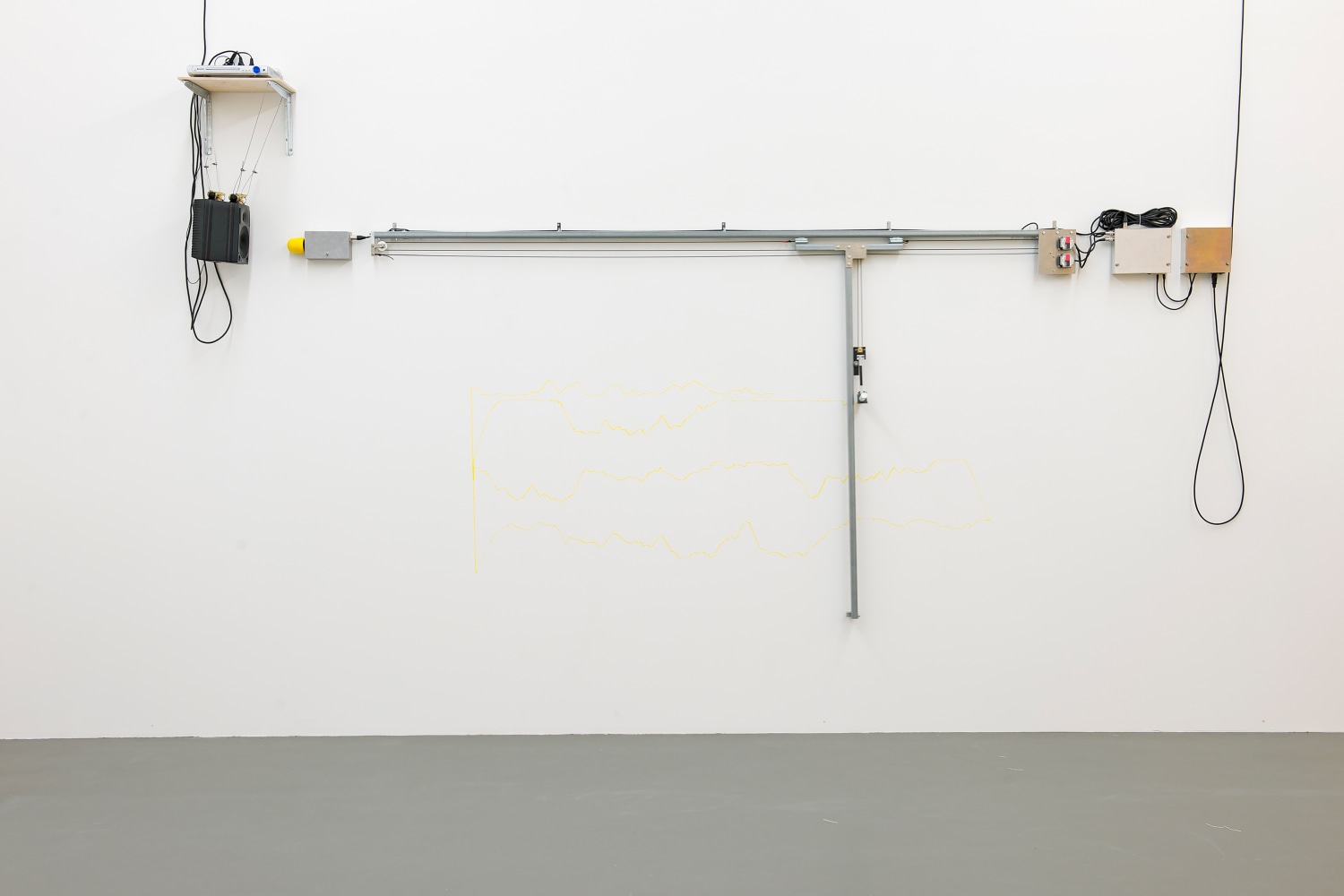 Installation view of sculptures by Angela Bulloch