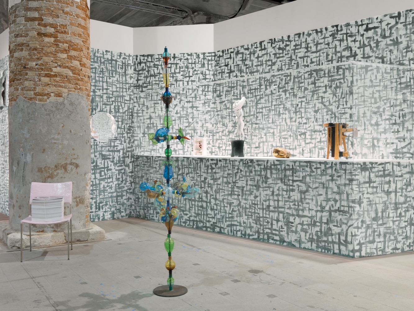 Installation view of works by Franz West