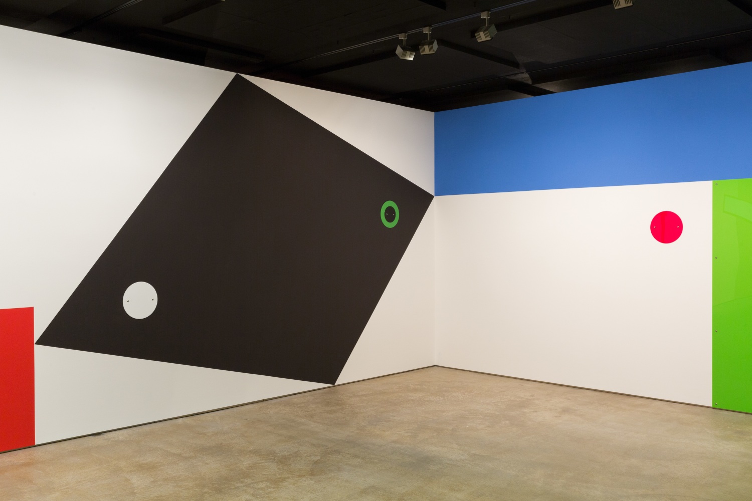 Installation view of wall works by Gerwald Rockenschaub