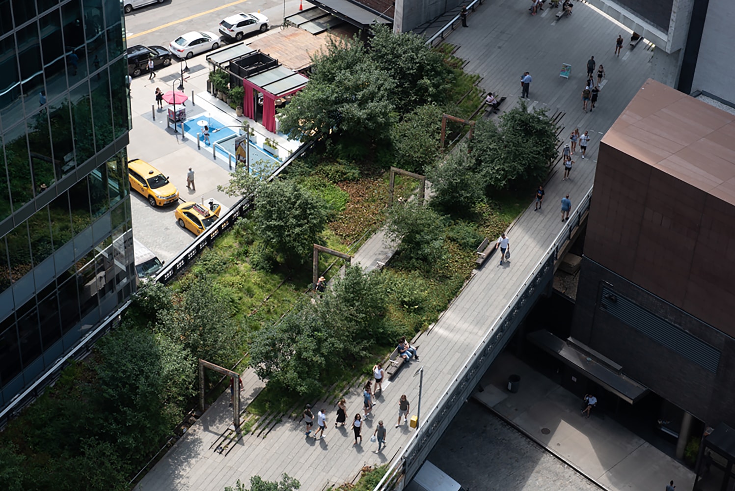 Installation view of outdoor sculptures by Sam Falls