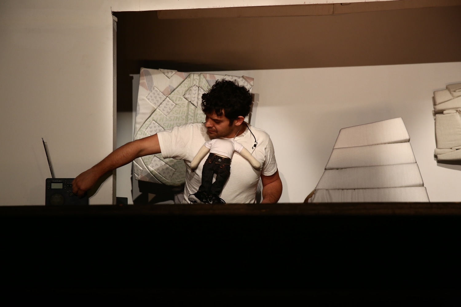 Installation view of performance by Wyatt Kahn