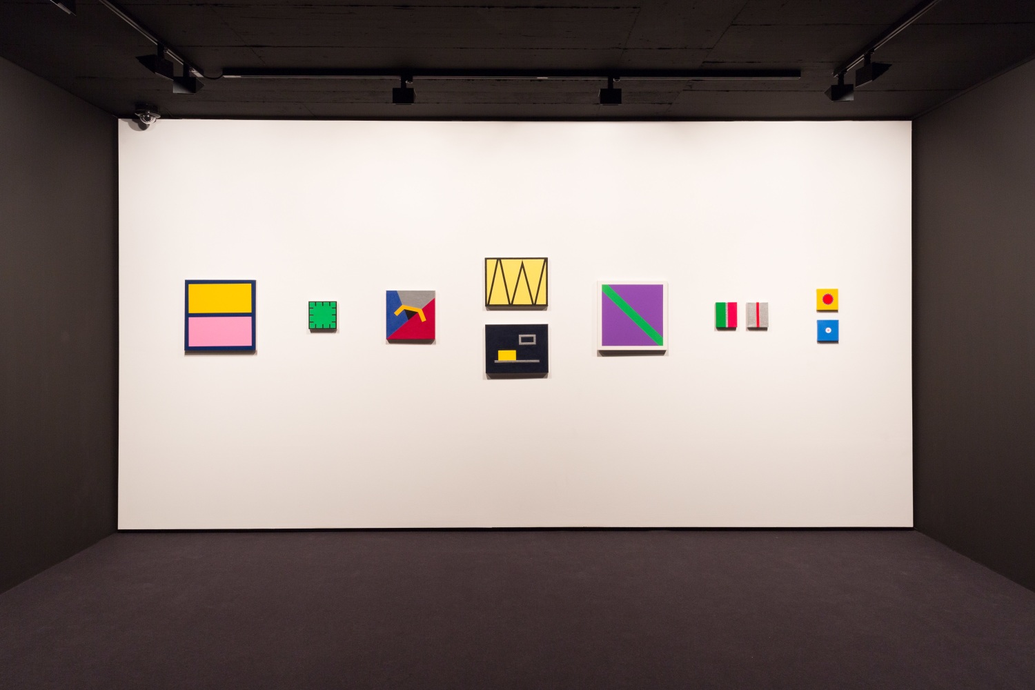 Installation view of wall works by Gerwald Rockenschaub