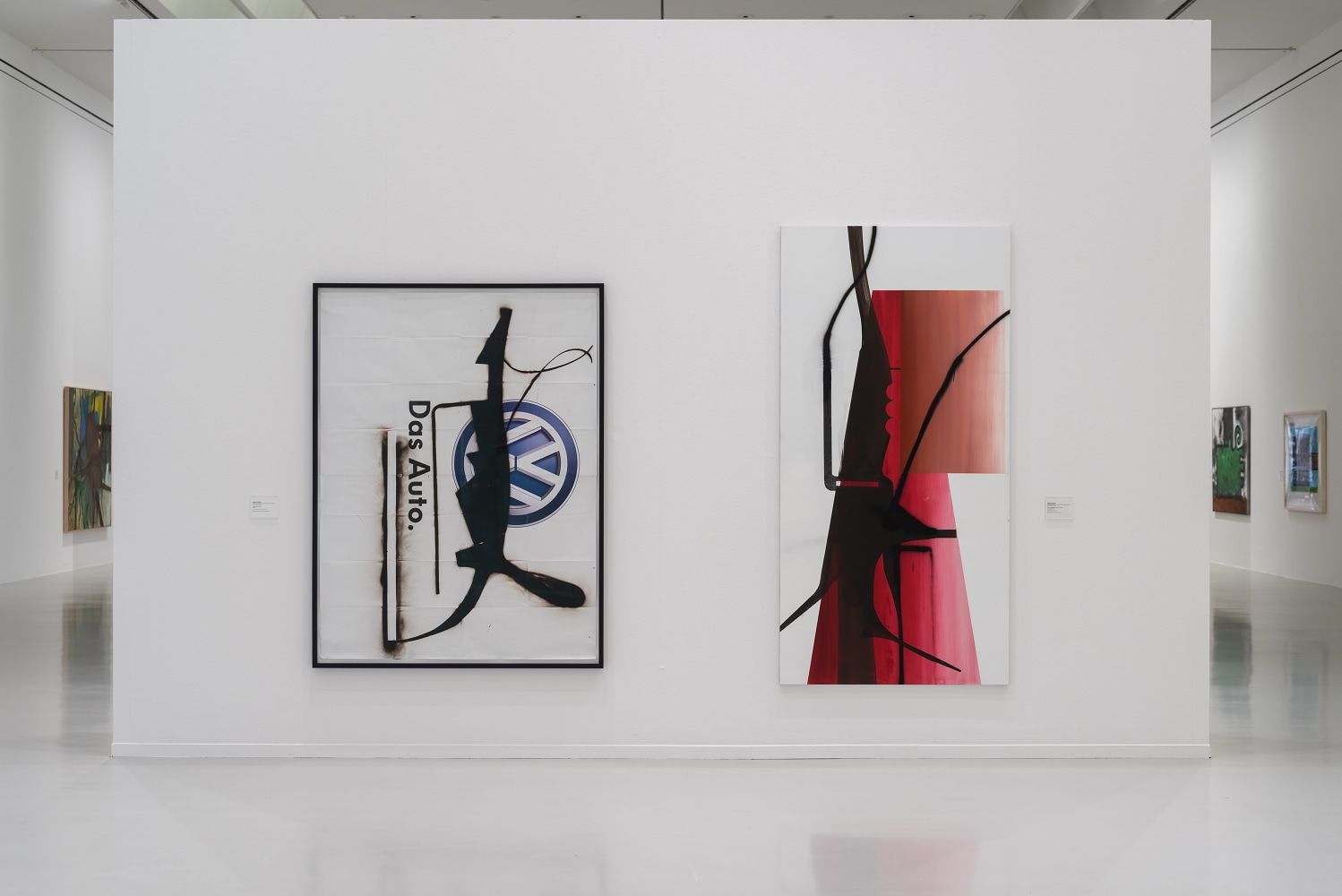 Installation view of paintings by Albert Oehlen and Carroll Dunham