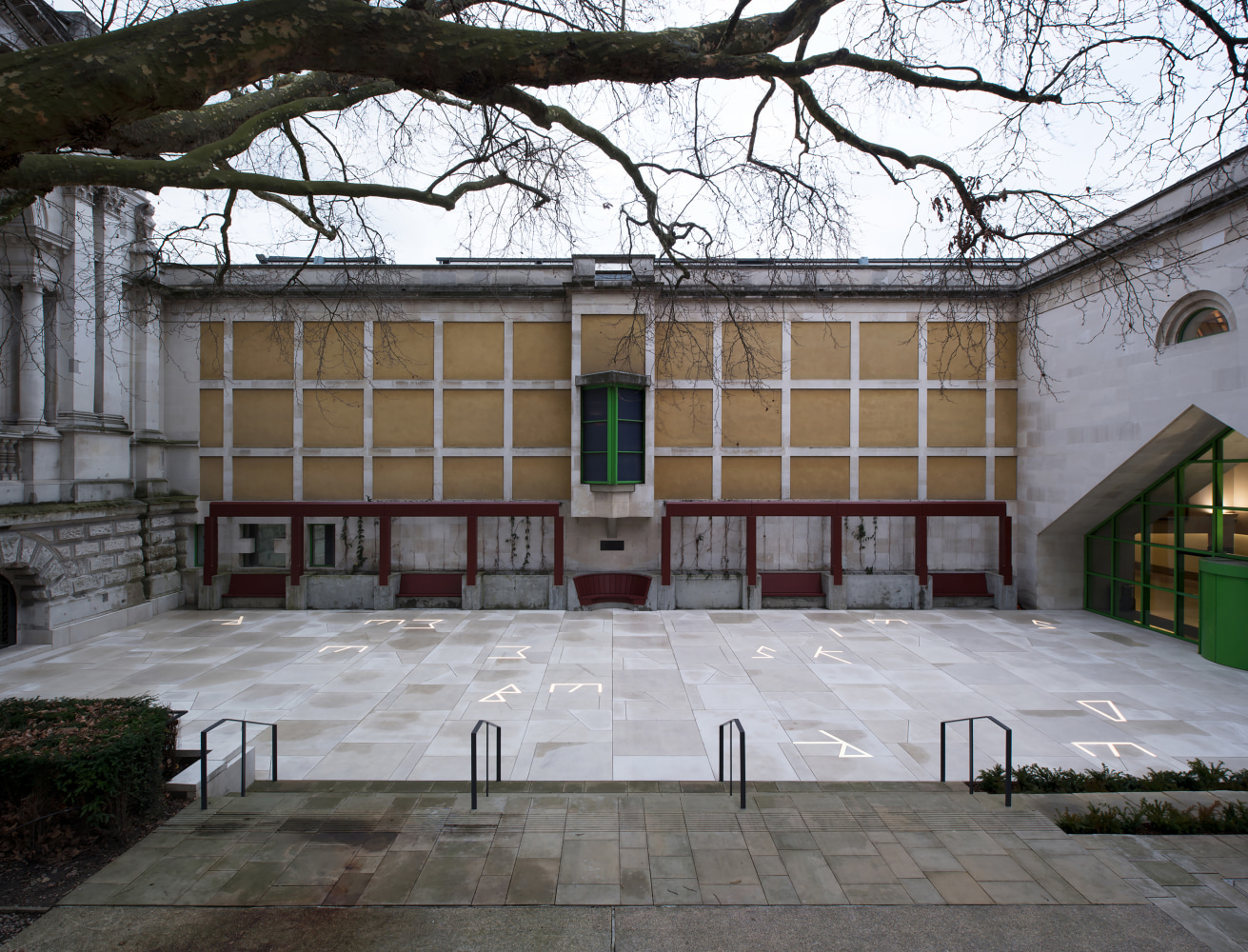 Installation view of outdoor sculpure by Martin Boyce