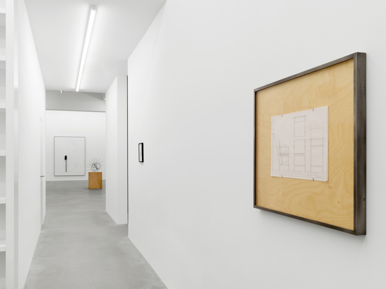 Installation view of Martin Boyce sculpture and drawing exhibition