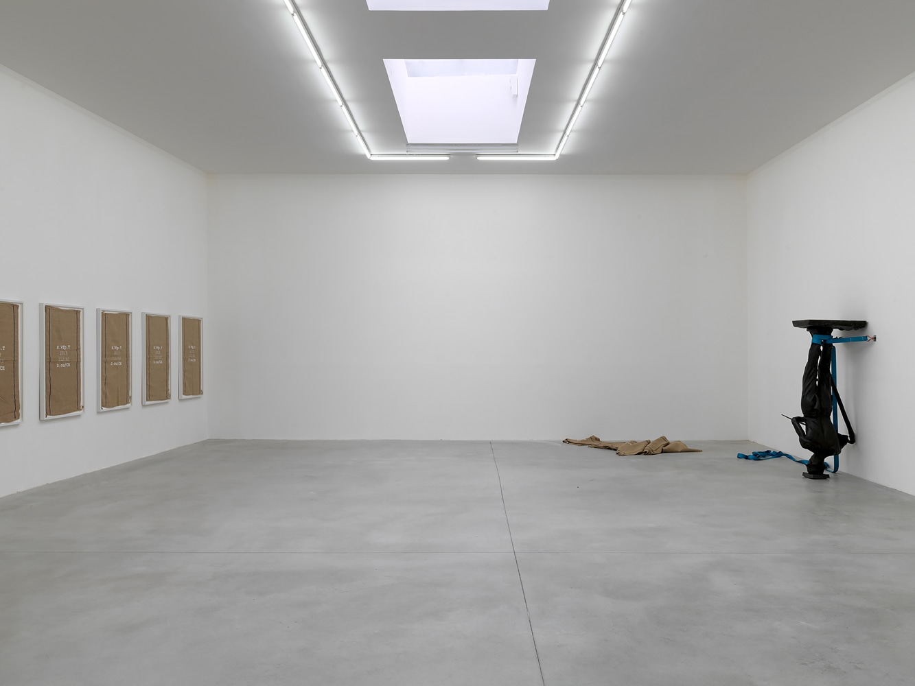 Installation view of sculptures by Matias Faldbakken