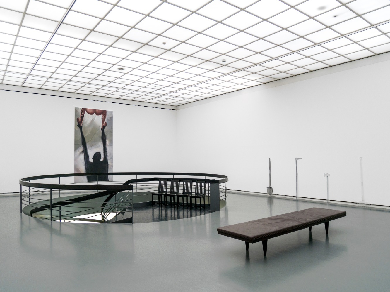 Installation view of Louisa Gagliardi paintings and scultptures