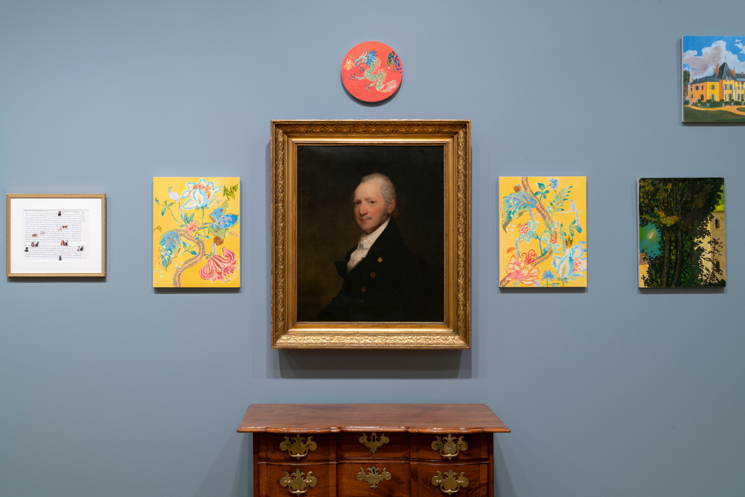 Installation view of drawings and paintings by Karen Kilimnik