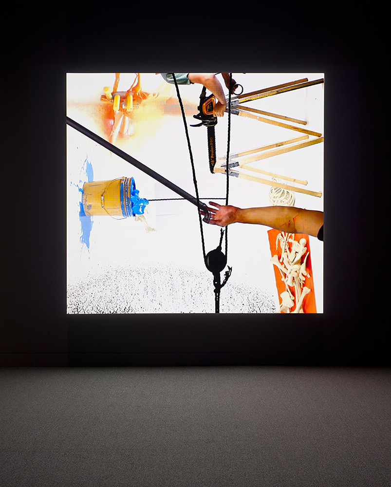Installation view of video work by Alex Hubbard