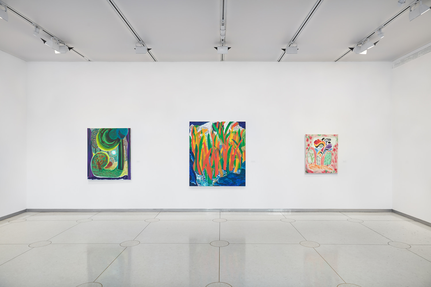 Installation view of Paintings by Shara Hughes