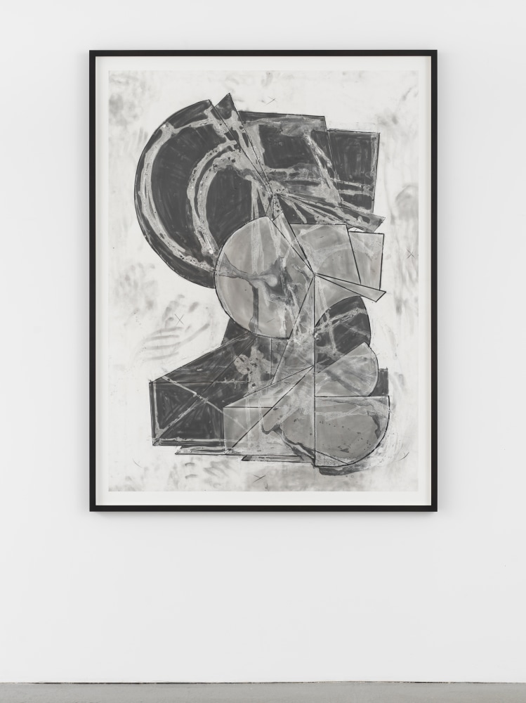 Drawing by Wyatt Kahn Untitled 2019 Graphite and correction fluid on frosted mylar Sheet 151 x 112 cm / 59 1/2 x 44 in Frame 159 x 125 x 4.5 cm / 62 1/2 x 49 1/4 x 1 3/4 in