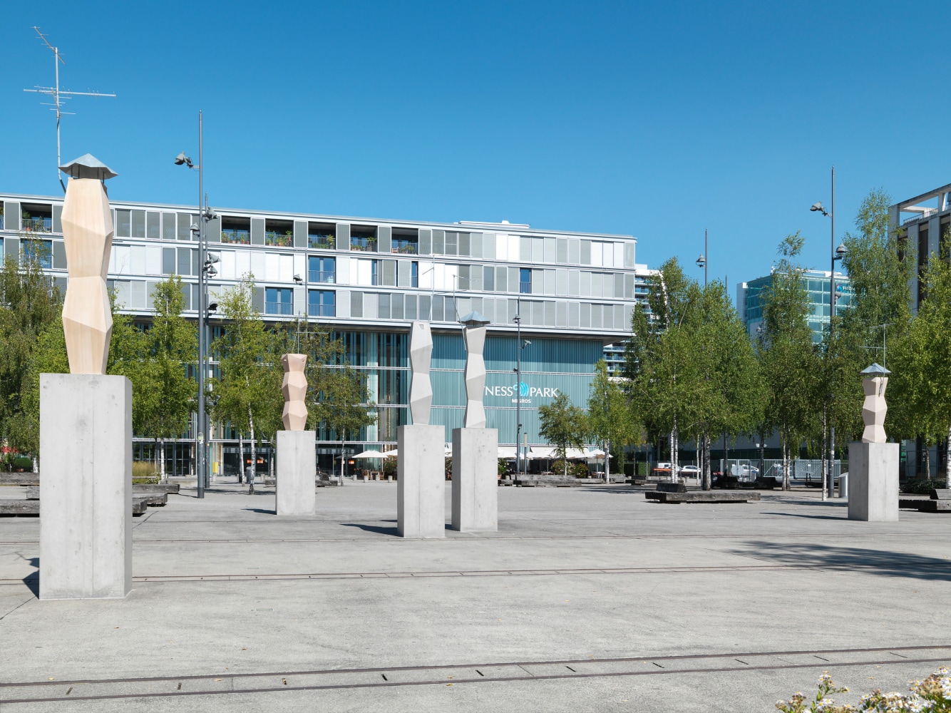 Installation view of sculptures by Martin Boyce