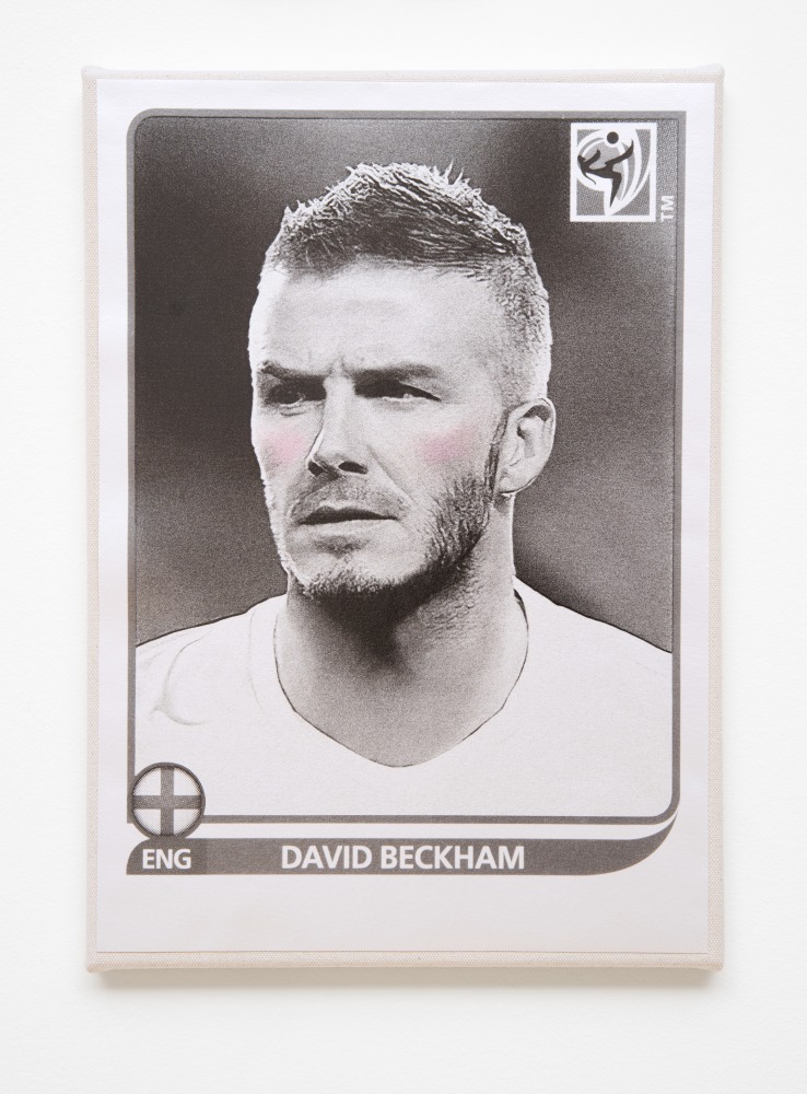 wall work with photography of David Beckham by Sarah Ortmeyer